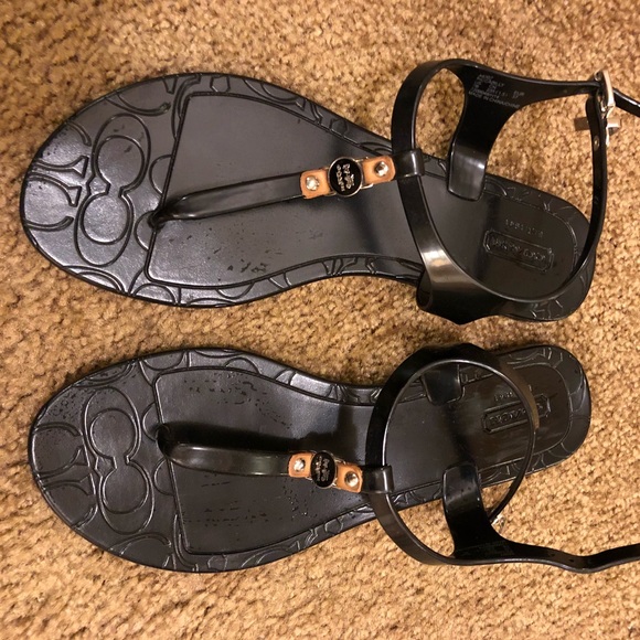 Authentic Coach PiccadillyBlack Thongs/Sandals 37 - Picture 1 of 8
